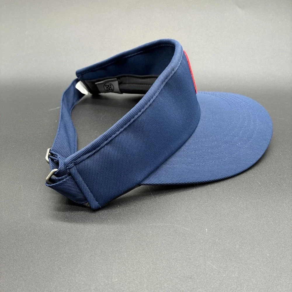 G/FORE Golf Visor Navy Blue Circle G's Logo Red White Adjustable Hat Performance
